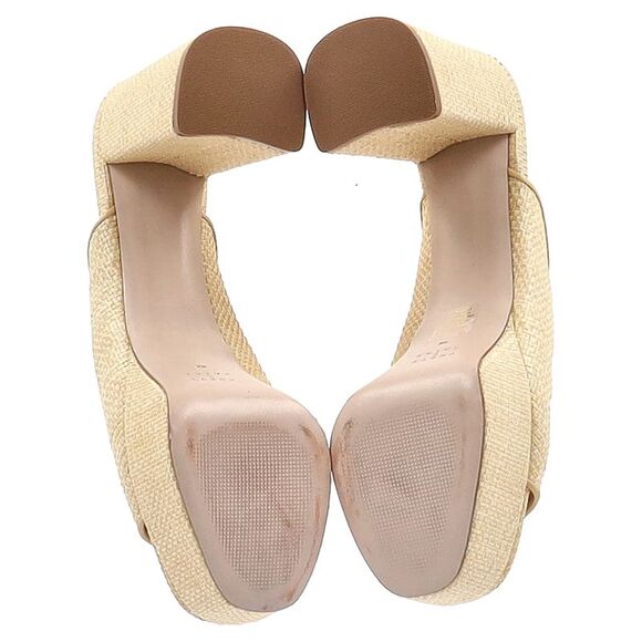 Porte & Paire Weaved Platform Mule Sandals in Yellow Vegetable Fiber